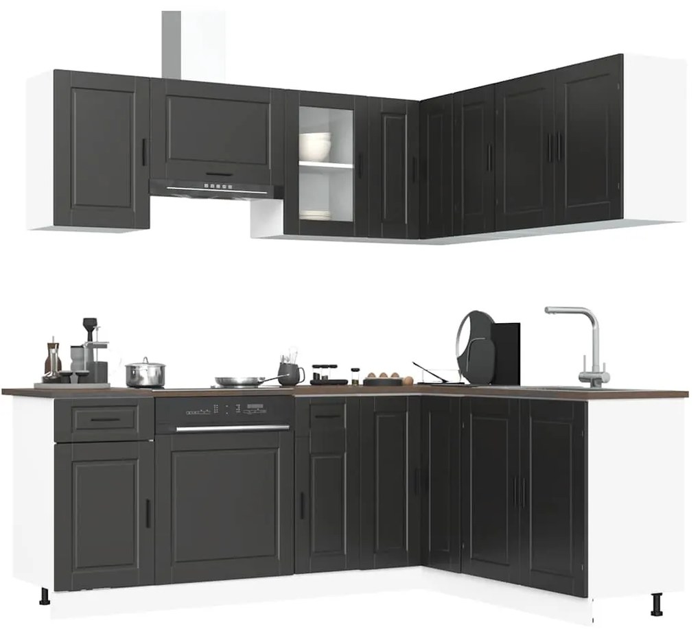 vidaXL 11 peças armário de cozinha conjunto Porto preto
