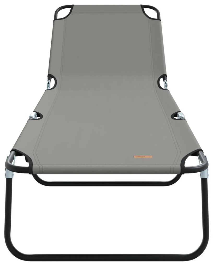 Espreguiçadeira Dobrável 2 pcs Cinza em tecido Oxford 600D