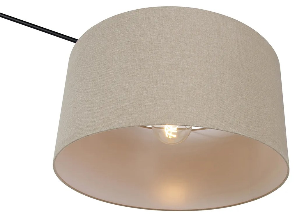 Candeeiro de pé preto com cúpula castanho claro 50 cm ajustável - Editor Design,Moderno