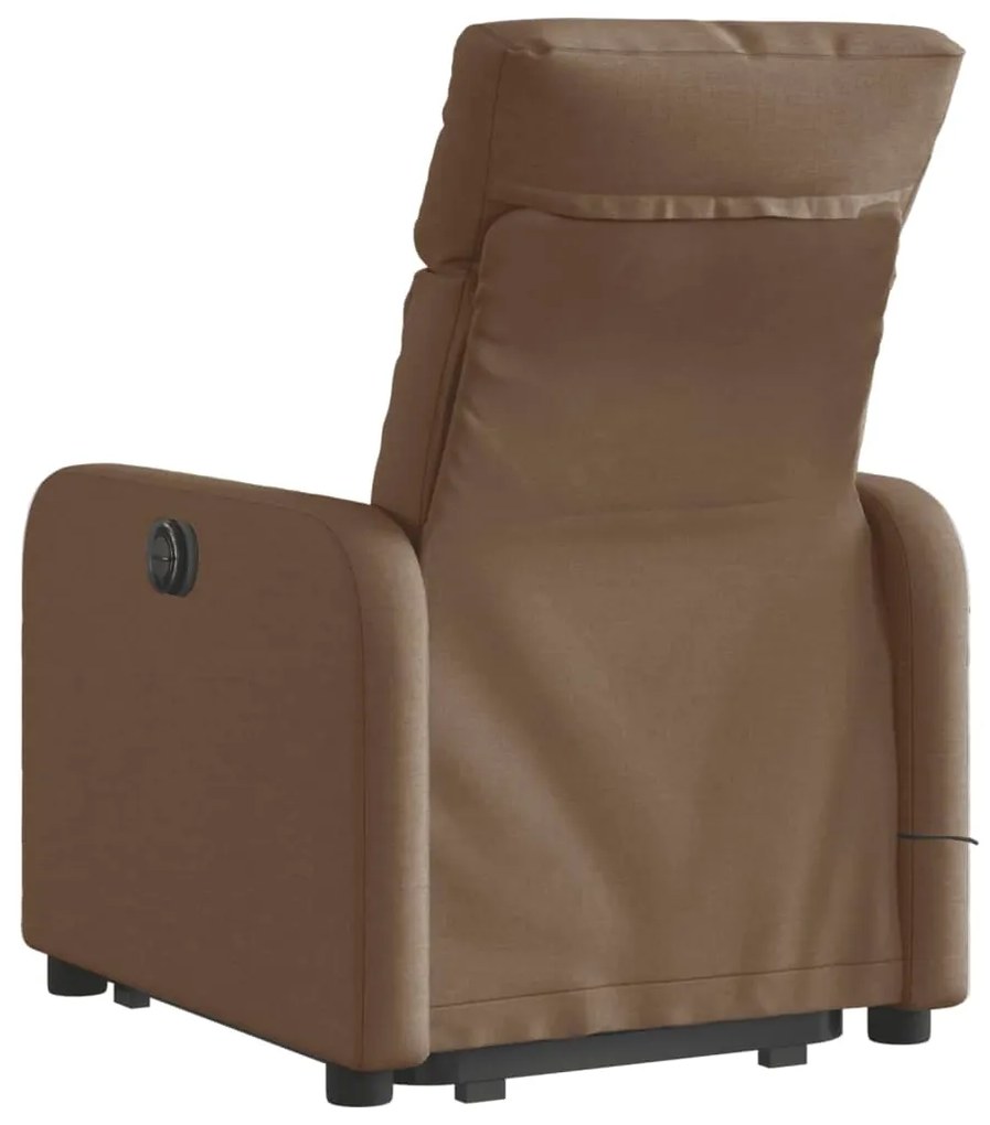 Poltrona reclinável massagens tecido castanho