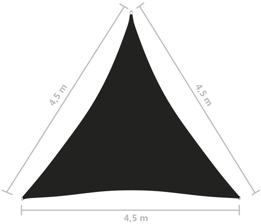 Para-sol vela tecido oxford triangular 4,5x4,5x4,5 m preto