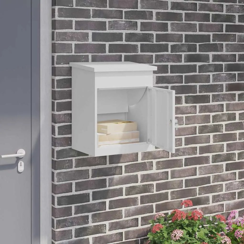 vidaXL Caixa para entrega de pacotes Branco 44 x 35 x 59 cm Aço