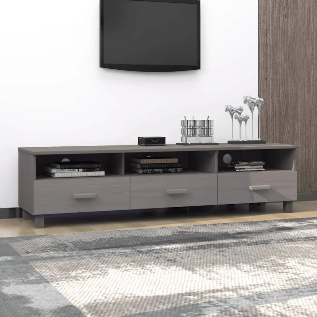 Móvel de TV HAMAR 158x40x40 cm pinho maciço cinza-claro