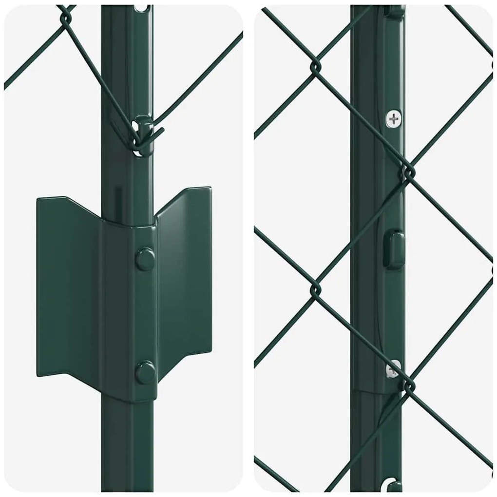 Cerca de Cadeia com 10 Postes U Verde 1.4x10 m Aço