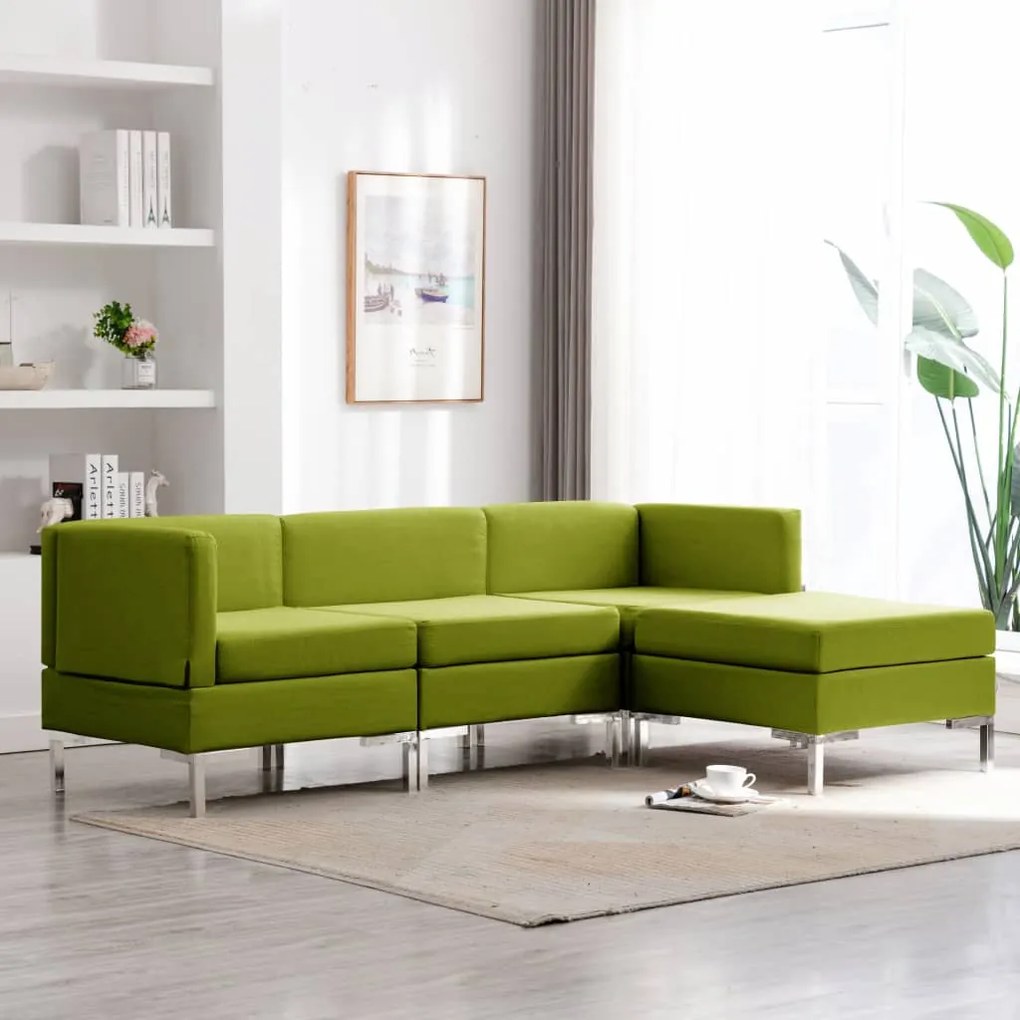 4 pcs conjunto de sofás tecido verde