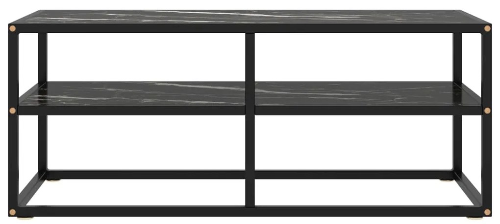 Móvel de TV 100x40x40 cm vidro mármore preto