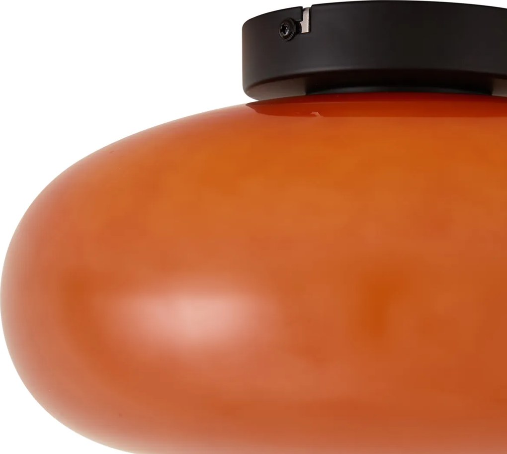 Candeeiro de Teto Retro Preto com Vidro Laranja 30cm - Glaze