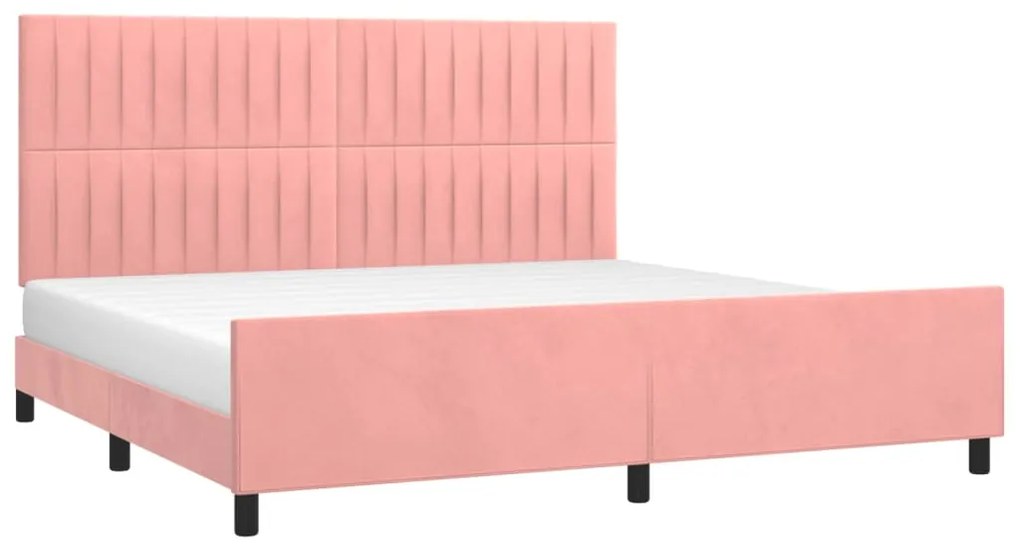 Estrutura de cama c/ cabeceira 200x200 cm veludo rosa