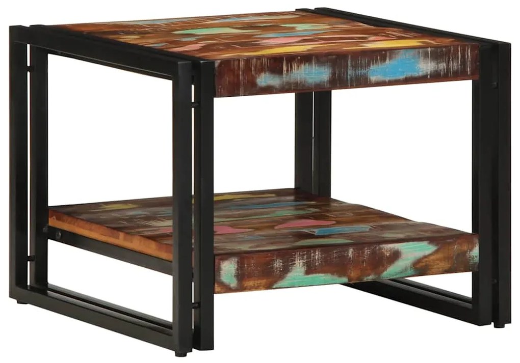 Mesa de centro multicor 50x50x38 cm madeira maciça recuperada