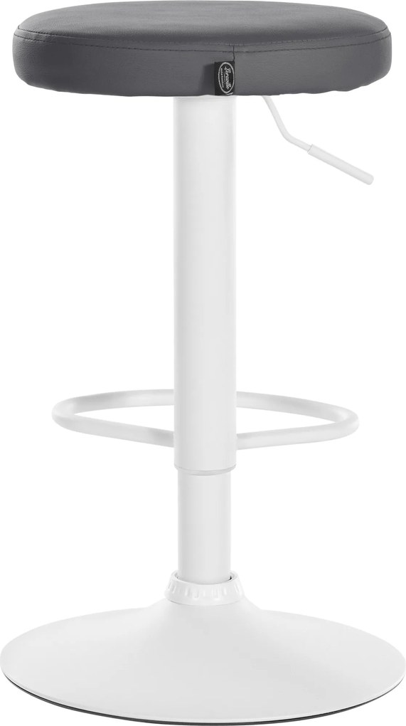 Conjunto de 2 bancos altos em couro sintético de estrutura branca 60-81 x 38,5 cm cinzento