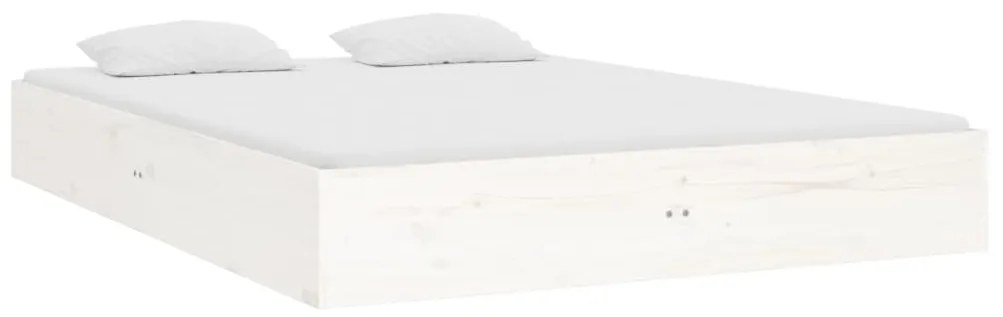 Estrutura de cama casal 135x190 cm madeira maciça branco