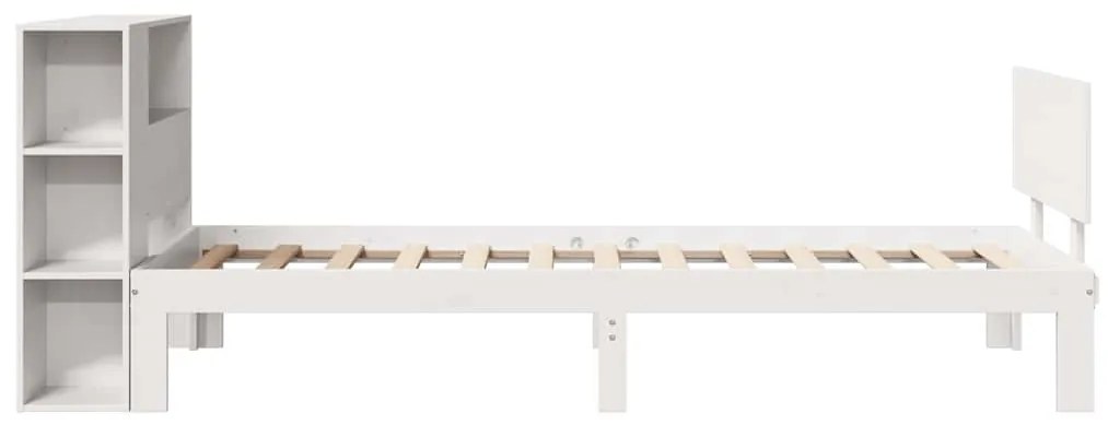 Cama com estante sem colchão 75x190 cm pinho maciço branco