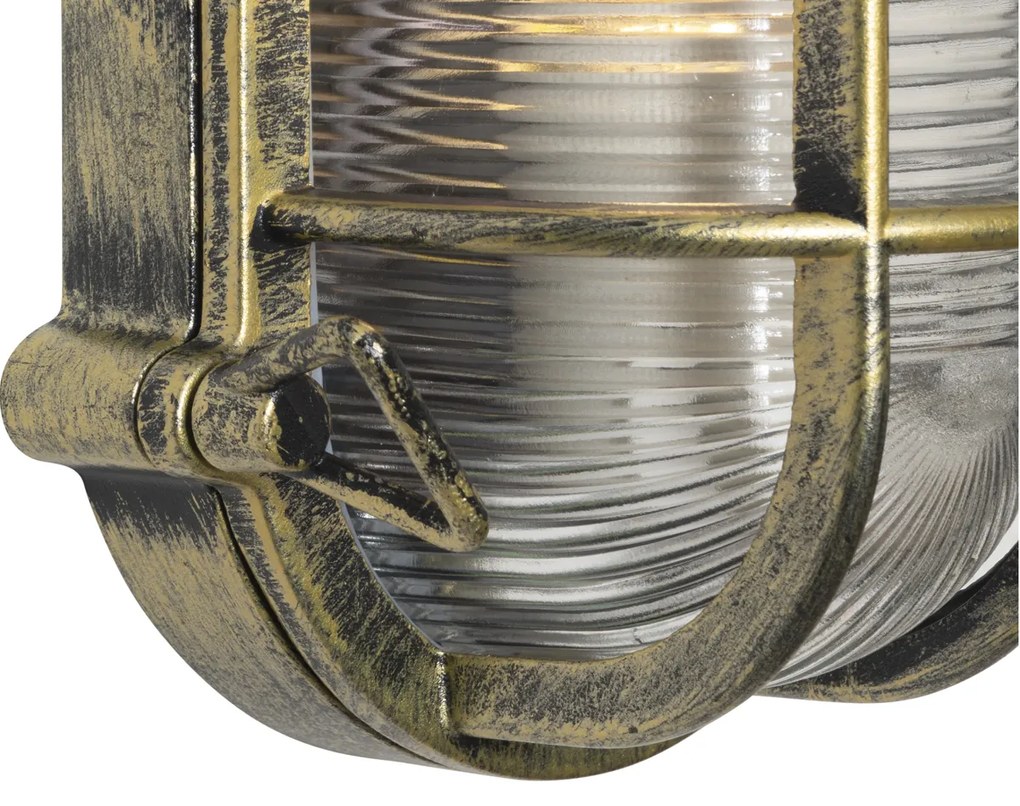 Candeeiro de Parede e Teto Exterior Dourado Antigo 5,2cm Oval IP44 - Noutica Industrial