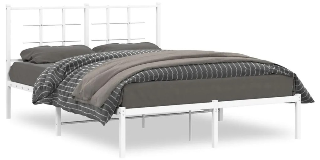 vidaXL Estrutura de cama com cabeceira 140x200 cm metal branco