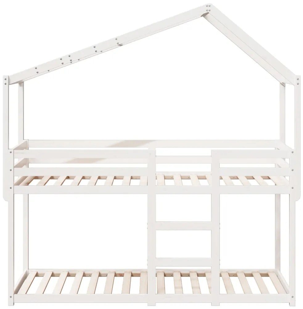 Beliche com telhado 90x190 cm madeira de pinho maciça branco