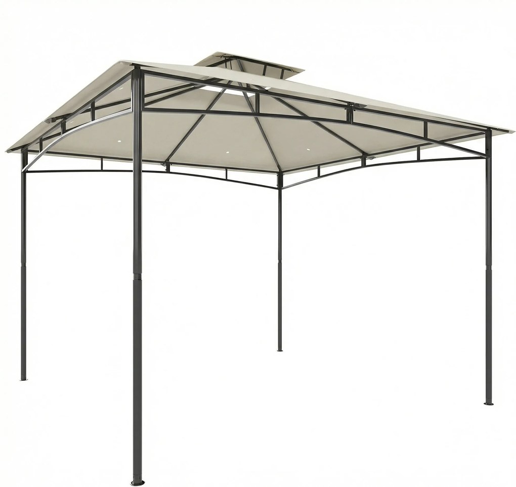 Outsunny Pavilhão 3x3m Impermeável Estável Resistente ao Inverno Pavilhão de Jardim com Estrutura Superior Retrátil Telhado Duplo Creme branco | Aosom Portugal