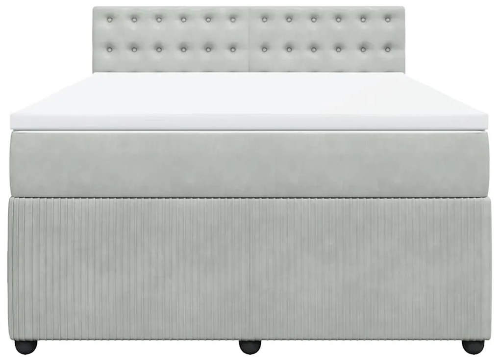 Cama com molas/colchão 140x190 cm veludo cinzento-claro
