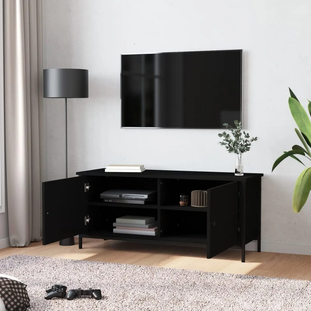 Móvel para TV c/ portas 102x35x45 cm derivados de madeira preto