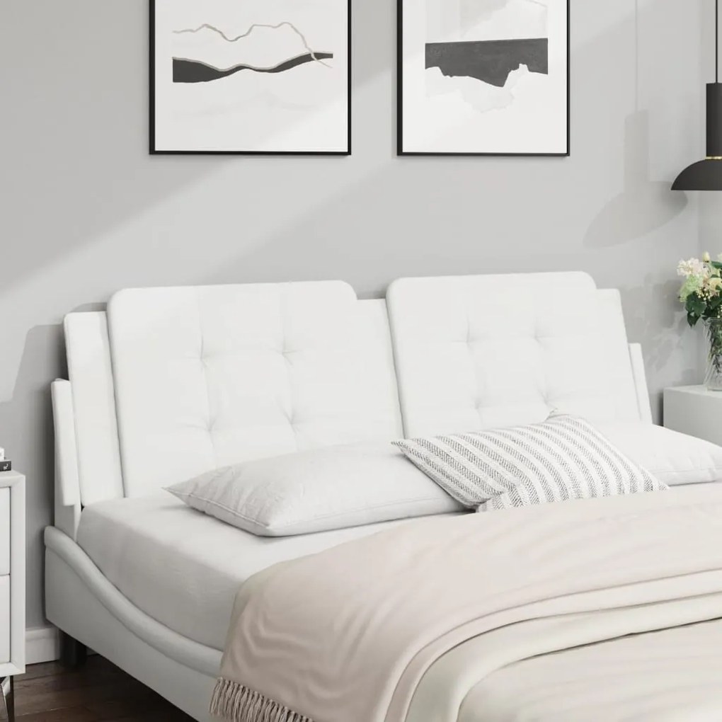 vidaXL Almofadão de cabeceira 152 cm couro artificial branco
