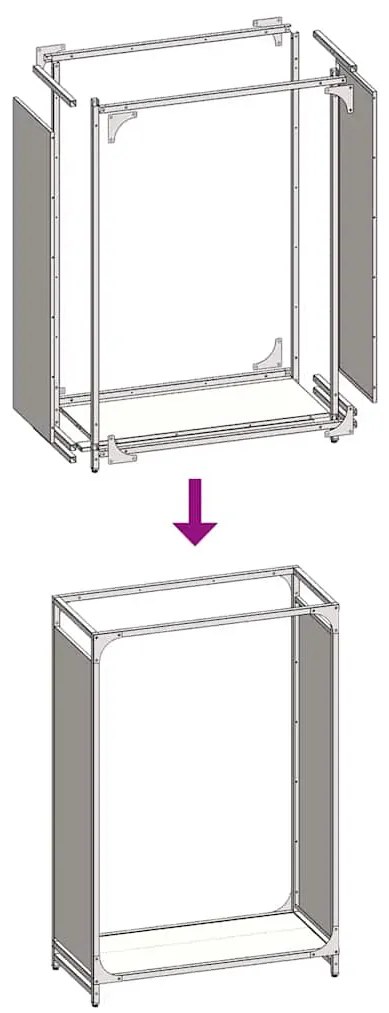 Suporte para lenha 60x28x90 cm aço laminado a frio antracite