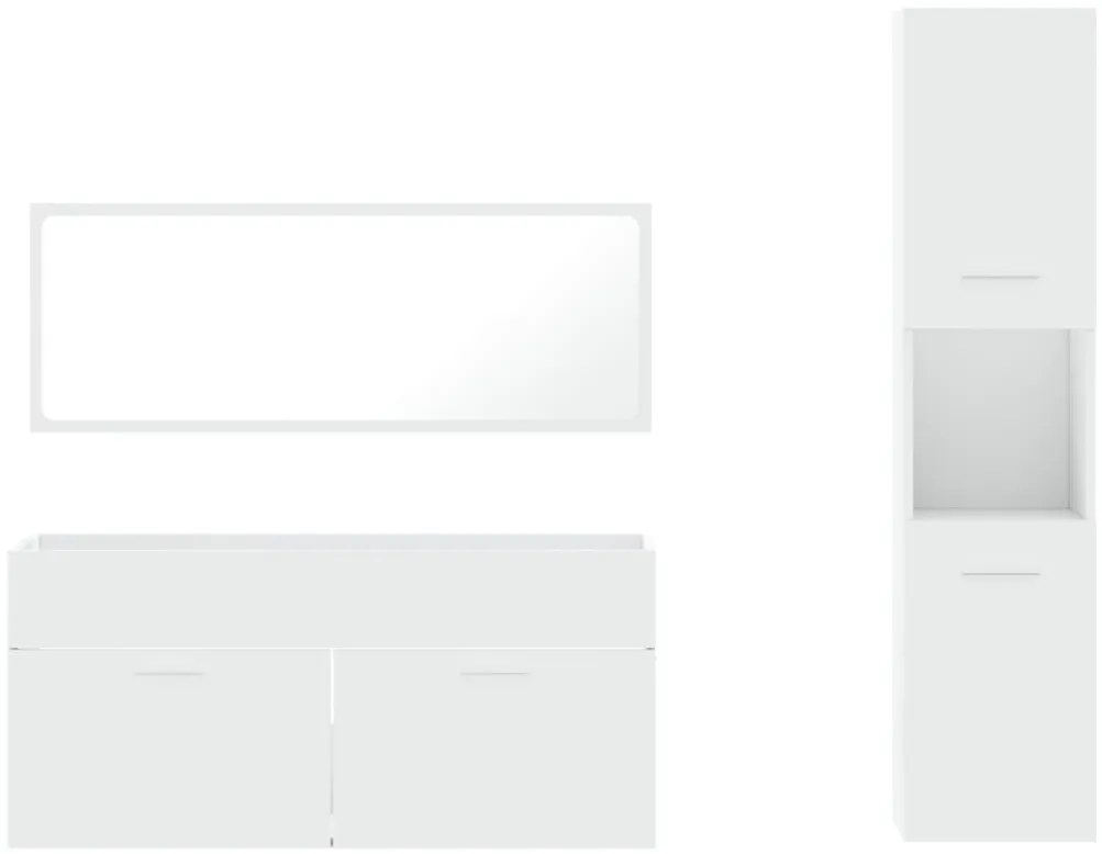 3 pcs conjunto móveis casa de banho derivados de madeira branco