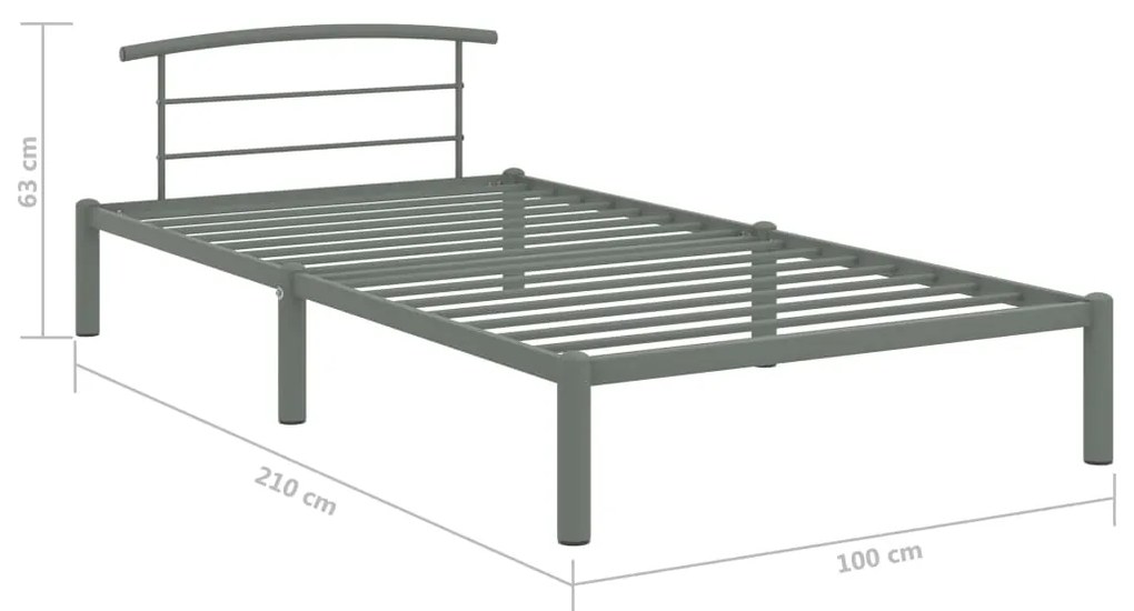 Estrutura de cama 90x200 cm metal cinzento