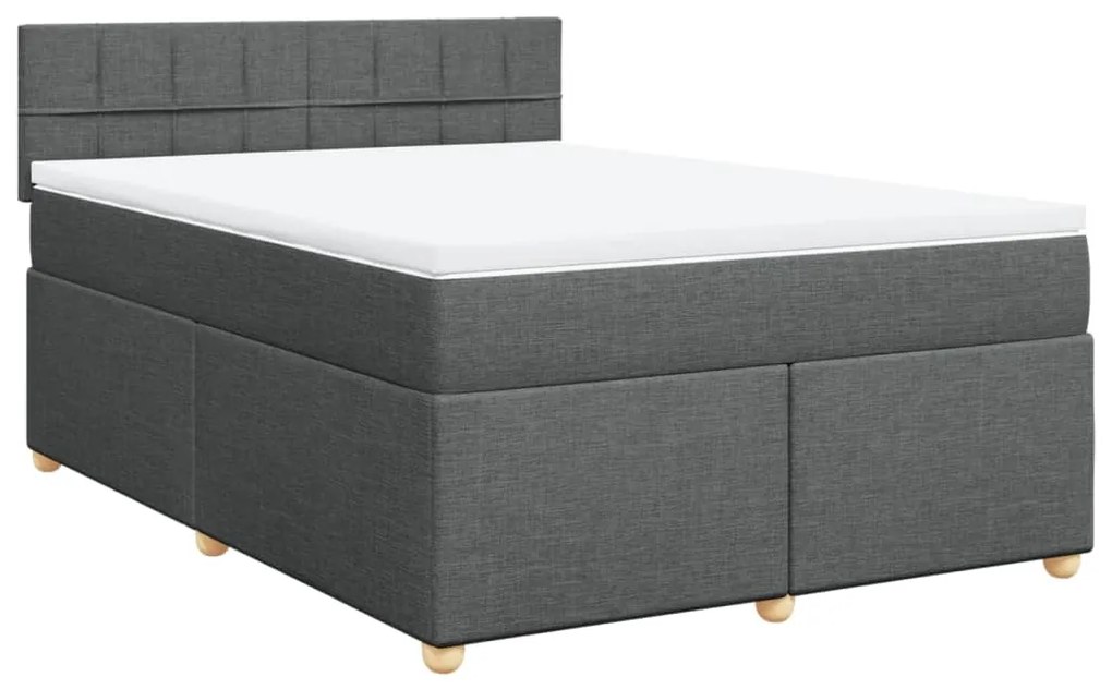 Cama com molas/colchão 140x200 cm tecido cinzento-escuro