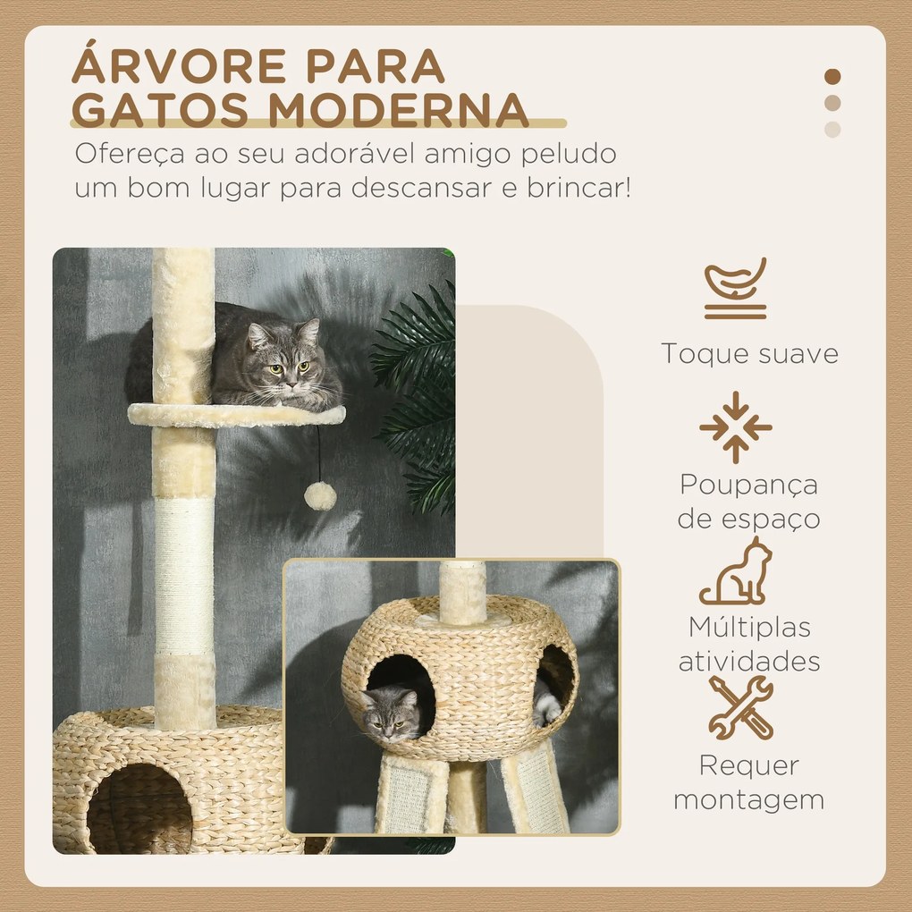 PawHut Arranhador para Gatos do Chão ao Teto de 225-255 cm Torre para