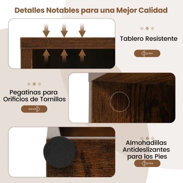 Estante com 2 cubos 42 x 29,5 x 53,5 cm com prateleira ajustável em 5 posições para sala, quarto, escritório castanho rustico