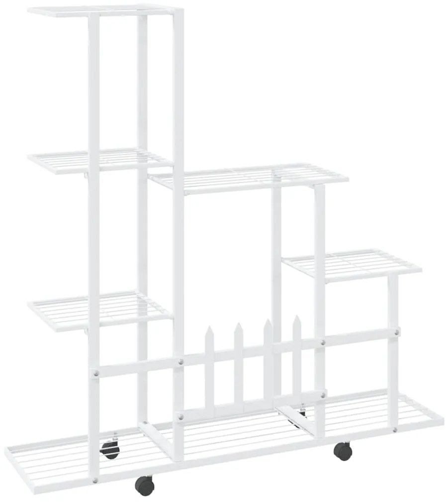 Suporte de vasos c/ rodas 94,5x25x92,5 cm metal branco