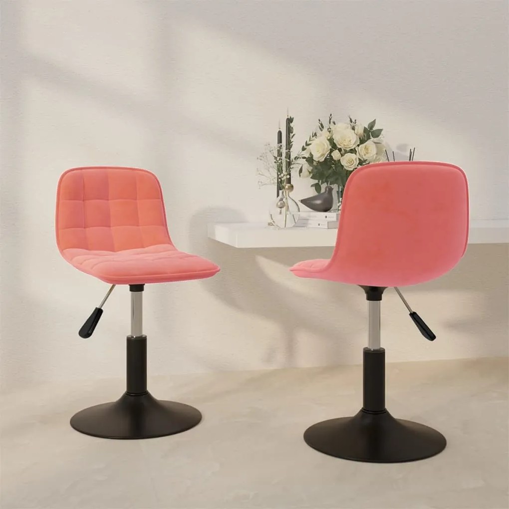 vidaXL Cadeiras de jantar giratórias 2 pcs veludo rosa