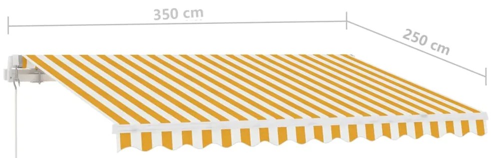 Toldo retrátil manual com LED 350x250 cm amarelo e branco