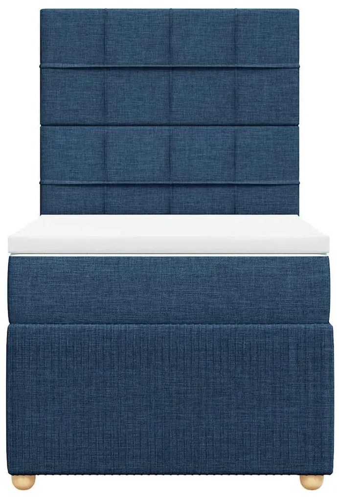 Cama com molas/colchão 90x190 cm tecido azul