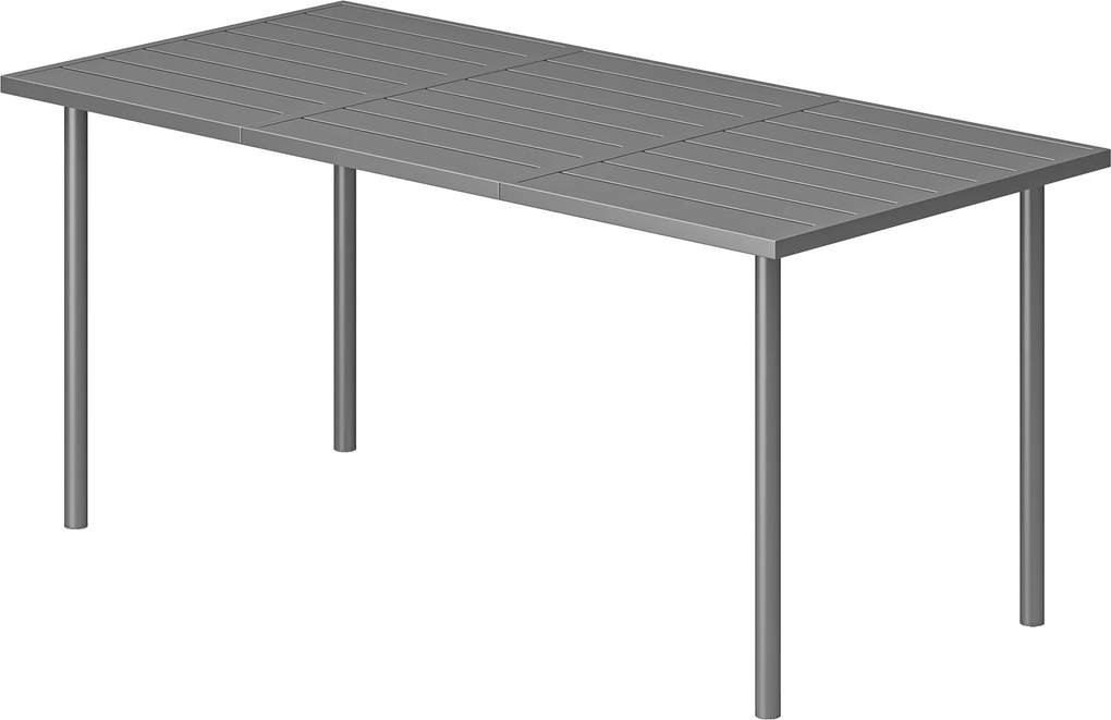 Mesa de jardim para 6 pessoas, 165 x 80 cm (CADEIRAS NÃO INCLUIDAS), mesa de jantar retangular para exterior com tampo de ripas de metal