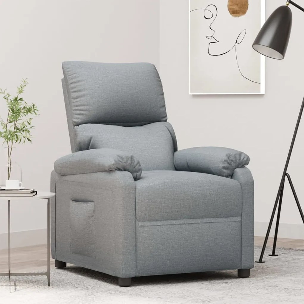 vidaXL Poltrona reclinável tecido cinzento-claro