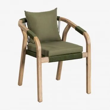 Cadeira De Jardim Com Apoios De Braços Em Madeira De Acácia Dubai Castanho Acácia Rústico & Tecido Verde Exército - Sklum
