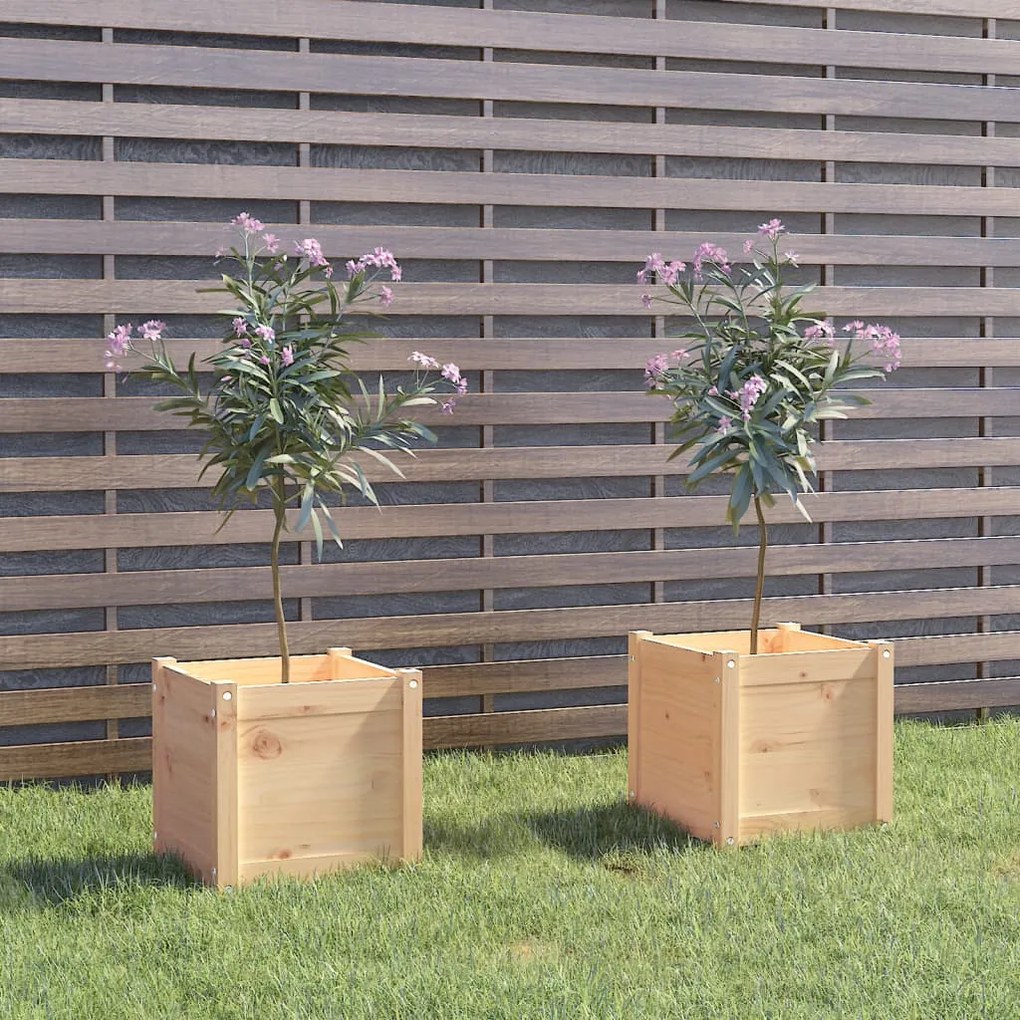 vidaXL Vasos/floreiras de jardim 2 pcs 40x40x40 cm pinho maciço