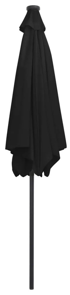 Guarda-sol de jardim c/ luzes LED/poste alumínio 300 cm preto