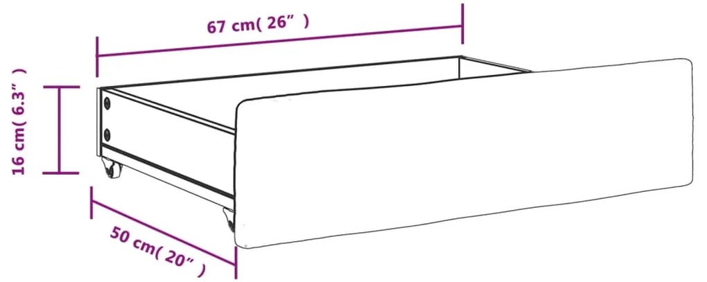 Gavetas de cama 2pcs derivados de madeira e veludo cinza-escuro