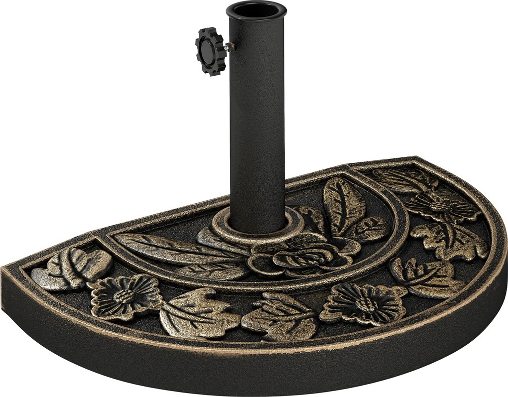 Outsunny Base Guarda-sol Resina Semicircular Suporte Estável Mastros Diferentes 9kg Compacta 50x31x32cm Cor Bronze | Aosom Portugal