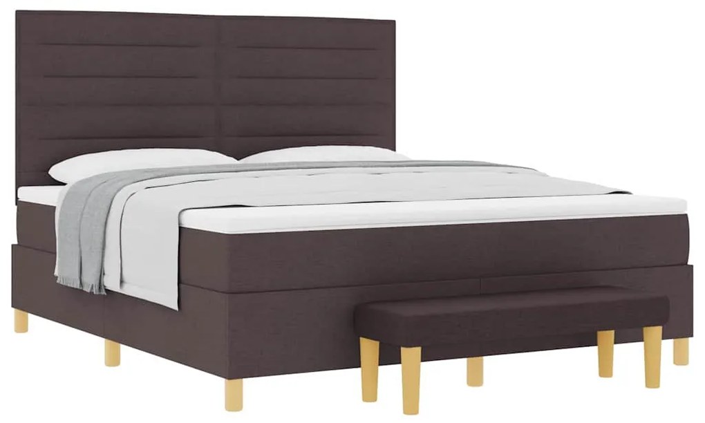 Cama Box com Colchão e Banco vidaXL Marrom Escuro 180x200 cm Tecido