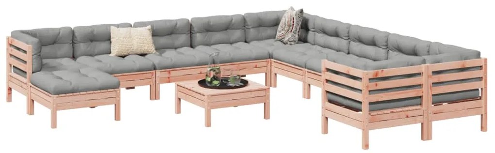 vidaXL 12pcs conj. sofás jardim c/ almofadões madeira abeto-de-douglas