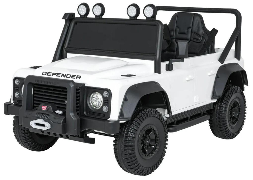 Jipe elétrico para Crianças 24V Land Rover Defender 110 SVX Concept Rodas Espuma EVA, Assento couro ecológico Branco