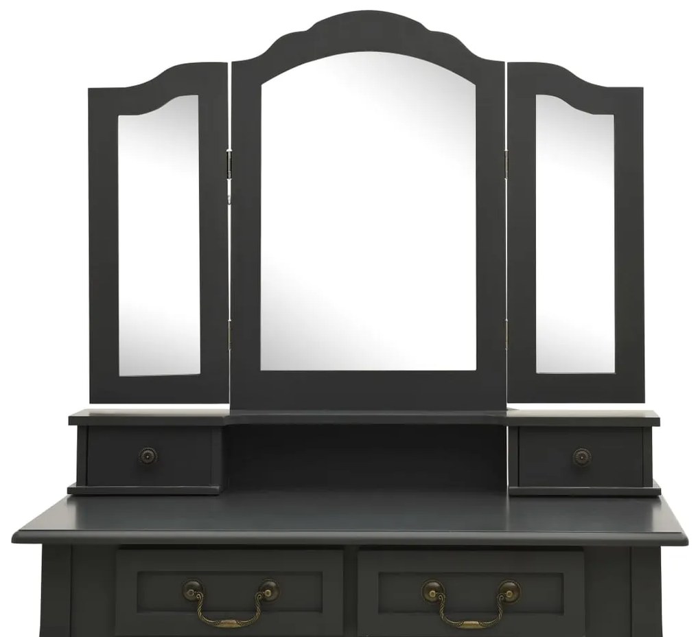 Conj. toucador com banco 80x69x141 cm madeira paulownia cinza