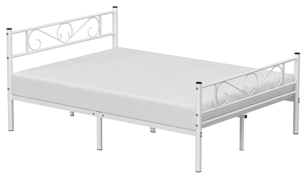 Estrutura de cama de casal em metal 140 x 190 branco