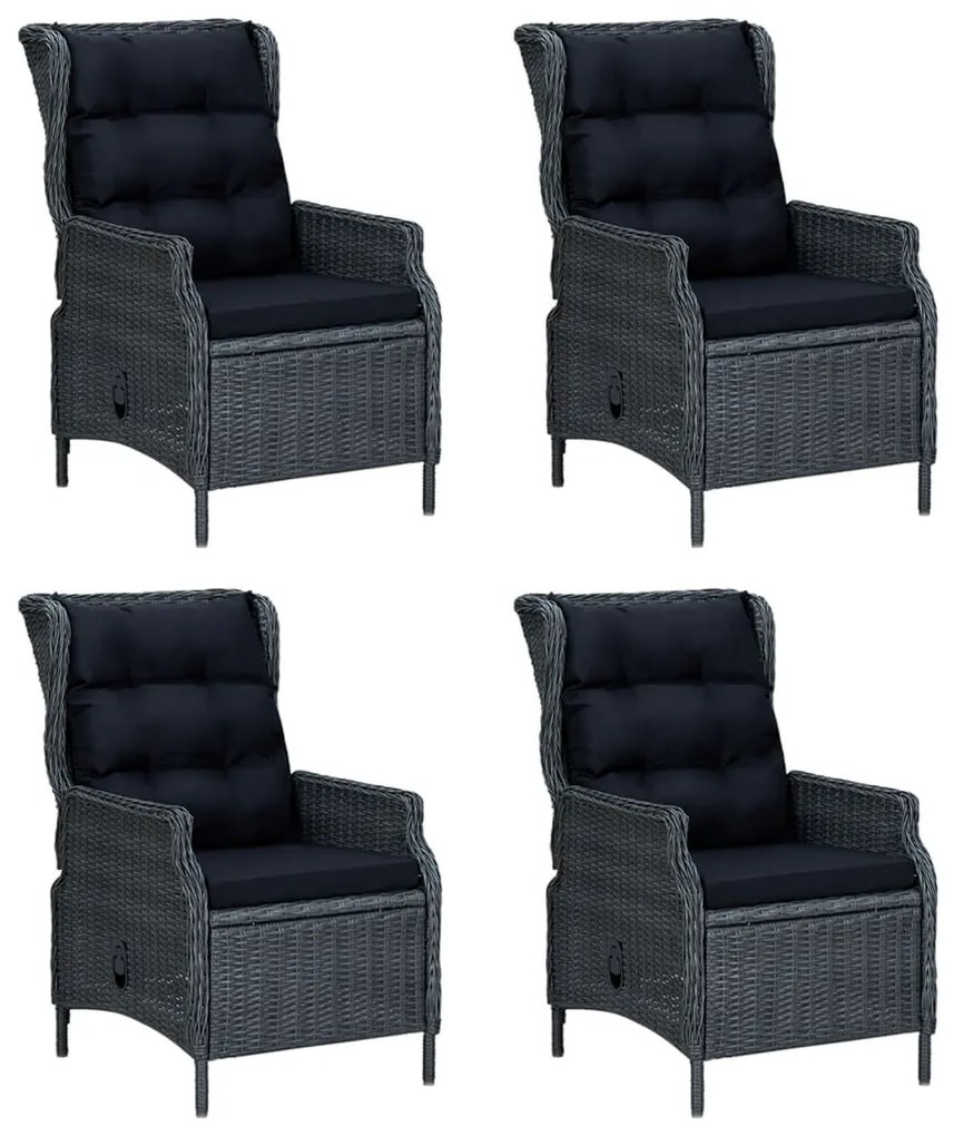 5 pcs conjunto de jantar p/ jardim vime PE cinzento-escuro