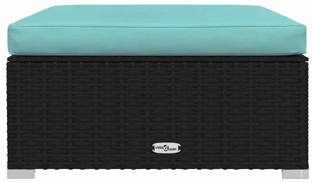 4 pcs conjunto lounge de jardim c/ almofadões vime PE preto