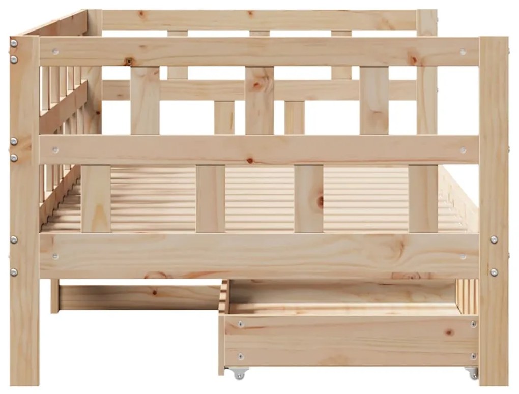 Sofá-cama com gavetas 90x190 cm madeira de pinho maciça