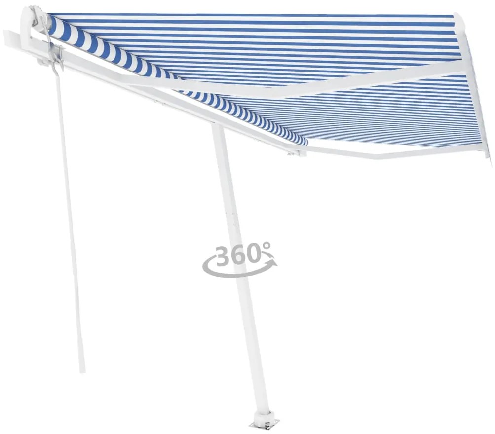 Toldo automático independente 450x350 cm azul e branco