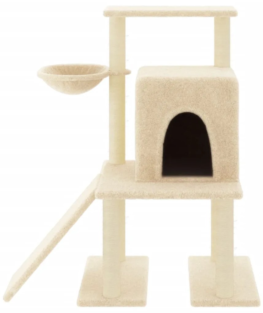 Árvore para gatos c/ postes arranhadores sisal 96,5 cm creme